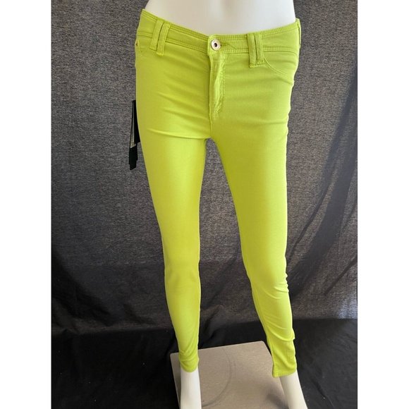 $215 NWT Armani Jeans Women's Lime Green Pants Stretch Skinny Leg Low Rise Sz 27 - Picture 2 of 10